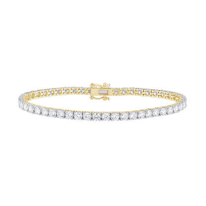 Certified 7 CTW Round VS Lab Grown 7" Tennis Bracelets 14KT Gold