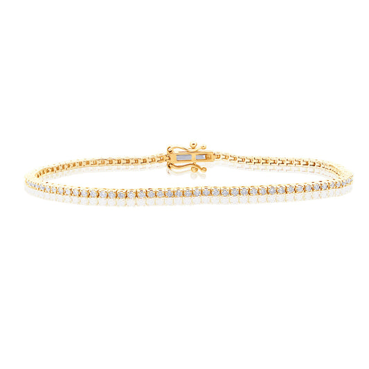 Certified 1 CTW Round VS Lab Grown 7" Tennis Bracelets 14KT Gold