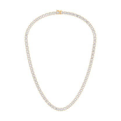 Certified 21.17 CTW Oval & Baguette Cut VS Lab Grown 18" Tennis Chain 14KT Gold