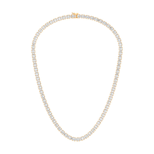 Certified 21.17 CTW Oval & Baguette Cut VS Lab Grown 18" Tennis Chain 14KT Gold