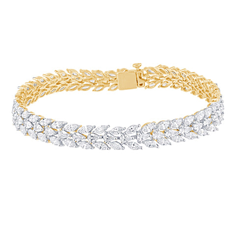 Certified 7 CTW Marquise & Pear Cut VS Lab Grown 7" Fancy Bracelets 14KT Gold