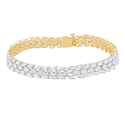 Certified 7 CTW Marquise & Pear Cut VS Lab Grown 7" Fancy Bracelets 14KT Gold