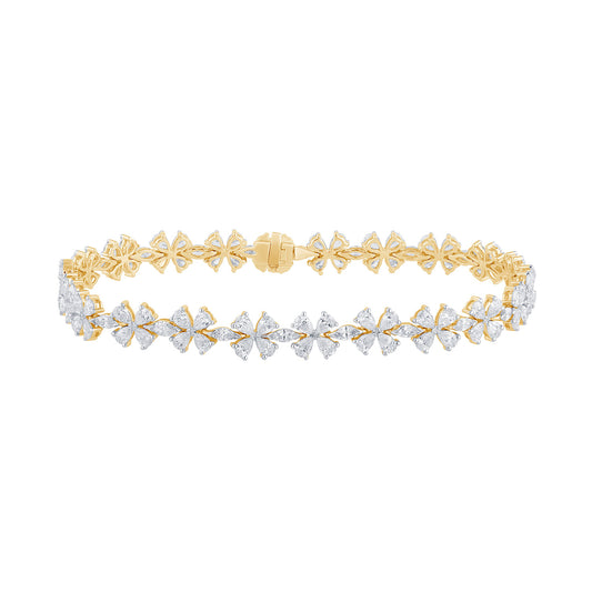 Certified 4.07 CTW Marquise & Pear Cut VS Lab Grown 7" Fancy Bracelets 14KT Gold