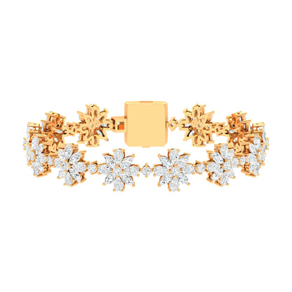 Certified 8.22 CTW Marquise, Pear and Round Cut VS Lab Grown 7" Fancy Bracelets 14KT Gold