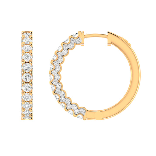 Certified 1.69 CTW Round Cut VS Lab Grown Hoop Earrings 14KT Gold