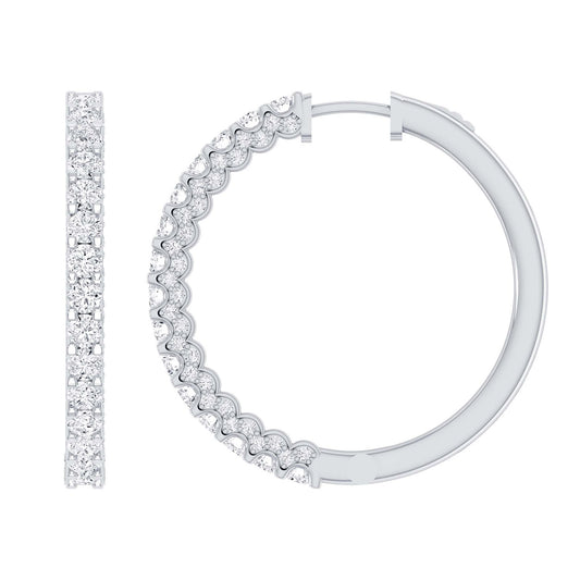 Certified 2.33 CTW Round Cut VS Lab Grown Hoop Earrings 14KT Gold