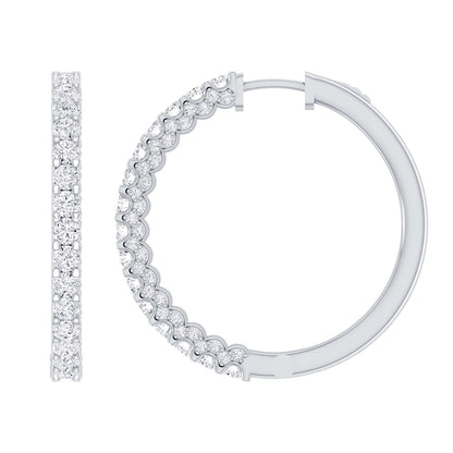 Certified 2.33 CTW Round Cut VS Lab Grown Hoop Earrings 14KT Gold