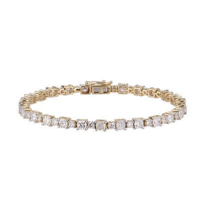Certified 6.16 CTW Round and Cushion Cut VS Lab Grown 7" Fancy Bracelets 14KT Gold