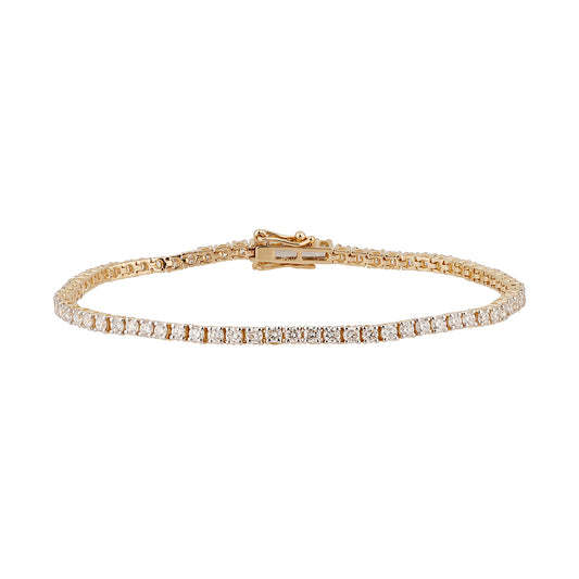 Certified 3 CTW Round VS Lab Grown 7" Tennis Bracelets 14KT Gold