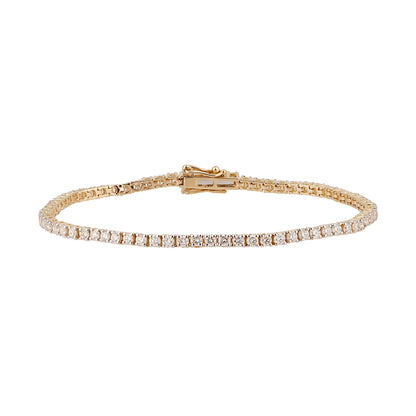 Certified 3 CTW Round VS Lab Grown 7" Tennis Bracelets 14KT Gold