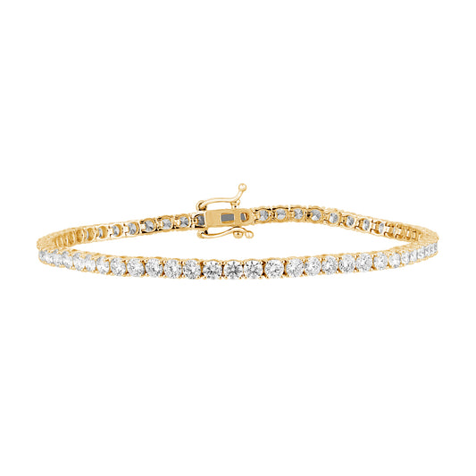 Certified 5 CTW Round VS Lab Grown 7" Tennis Bracelets 14KT Gold