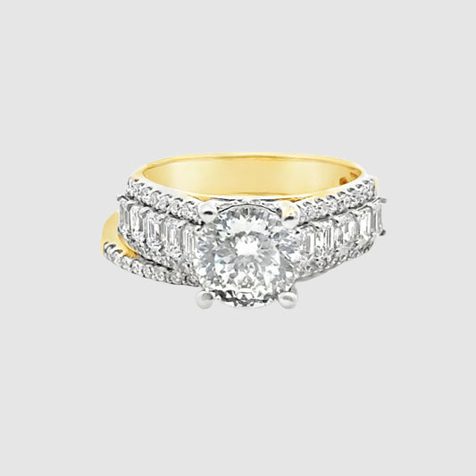 3.25ct Portuguese Cut Round Certified Lab Diamond Ring