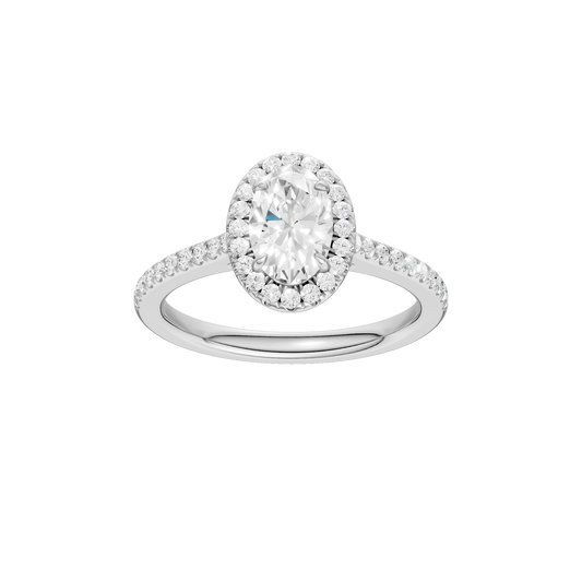 1.25ct Oval Certified Single Halo Lab Diamond Ring