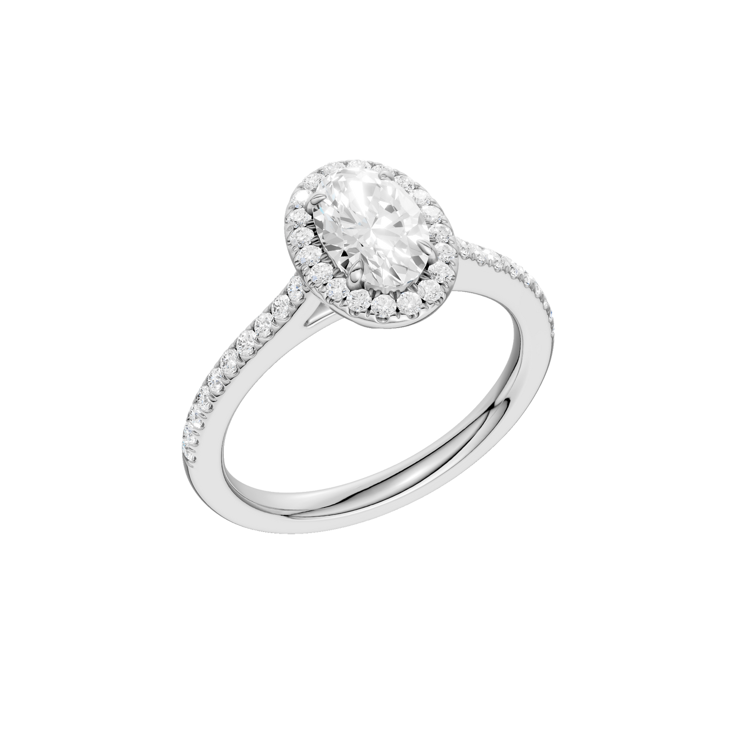 1.25ct Oval Certified Single Halo Lab Diamond Ring