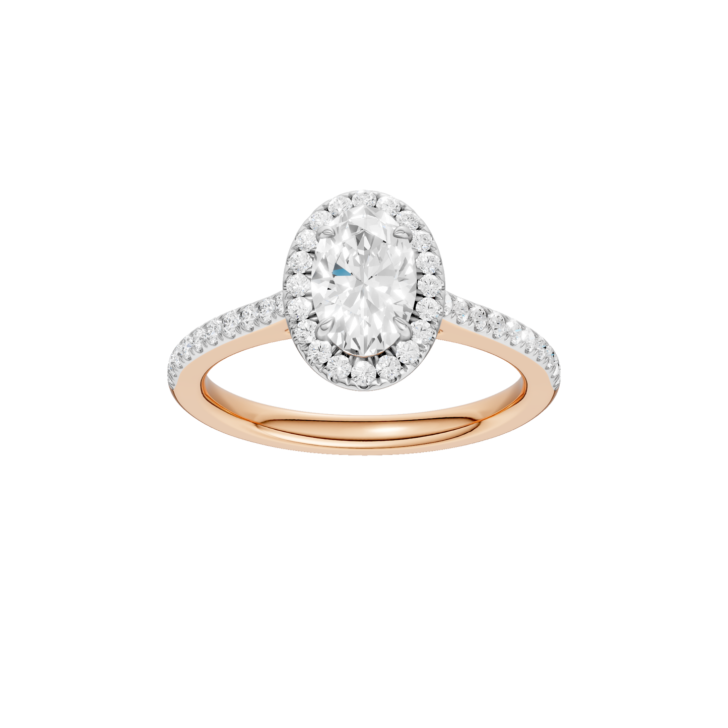 1.25ct Oval Certified Single Halo Lab Diamond Ring