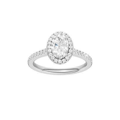 1.25ct Oval Certified Single Halo Lab Diamond Ring