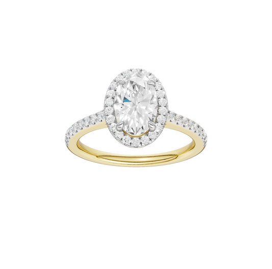 1.75ct Oval Certified Single Halo Lab Diamond Ring