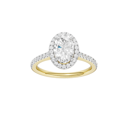 1.75ct Oval Certified Single Halo Lab Diamond Ring