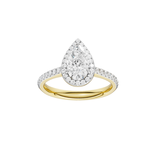 1.25ct Pear Certified Single Halo Lab Diamond Ring