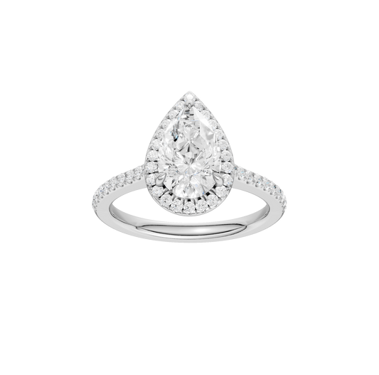 1.75ct Pear Certified Single Halo Lab Diamond Ring