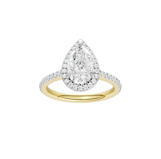 1.75ct Pear Certified Single Halo Lab Diamond Ring