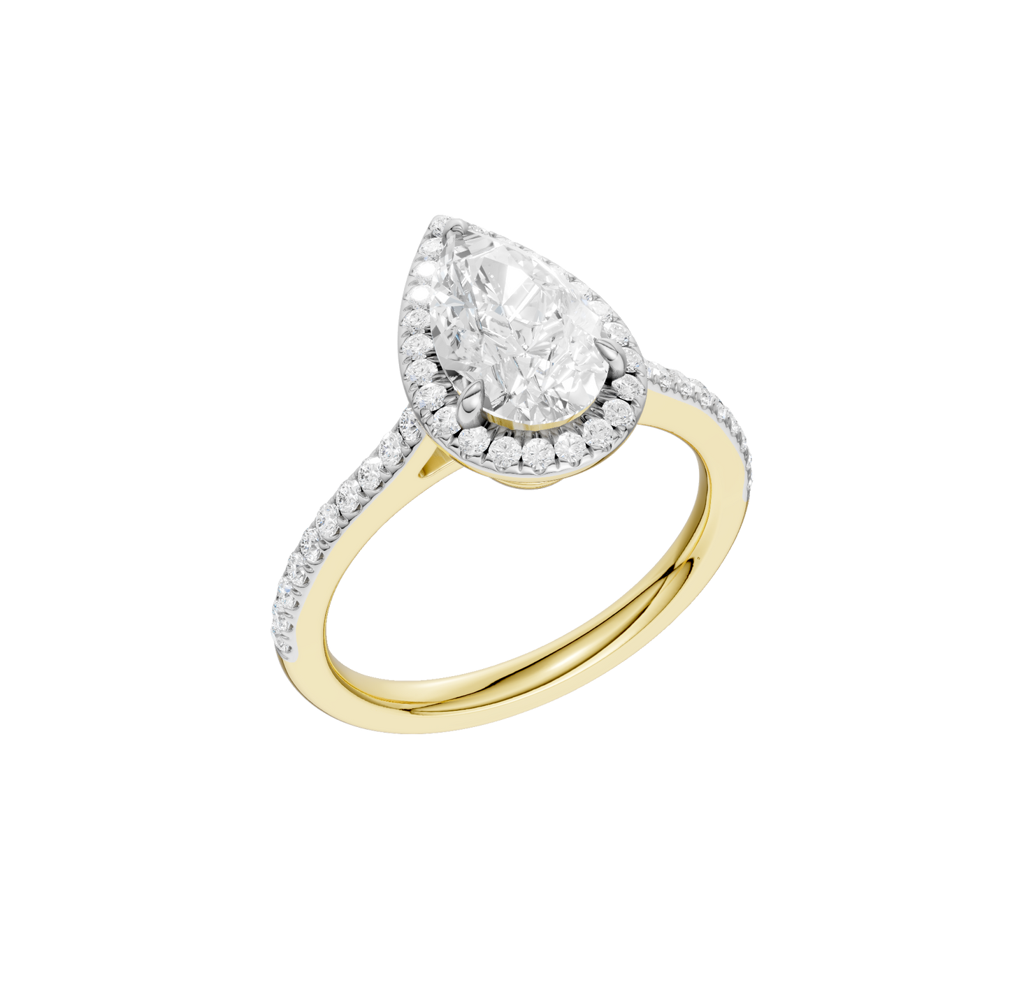 1.75ct Pear Certified Single Halo Lab Diamond Ring