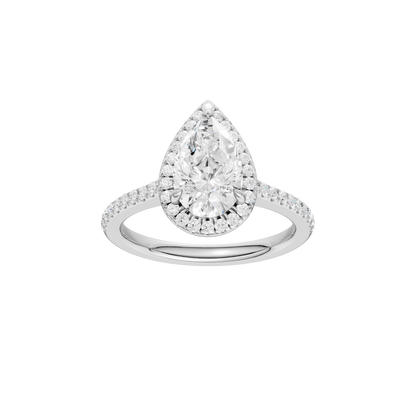 1.75ct Pear Certified Single Halo Lab Diamond Ring