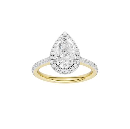 1.75ct Pear Certified Single Halo Lab Diamond Ring