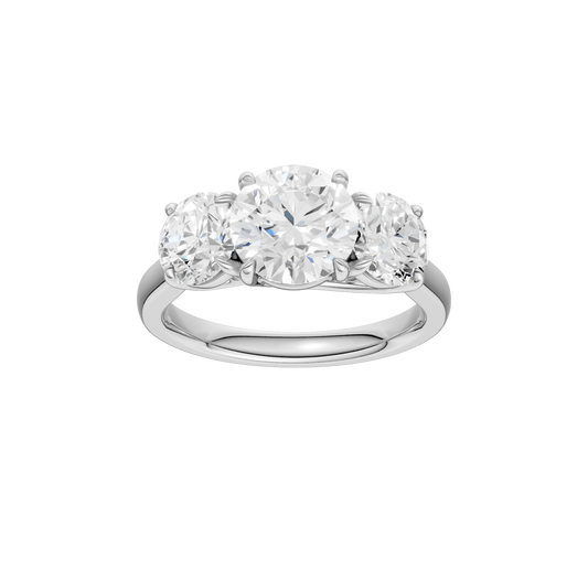 3.00ct Round Certified Three Stone Lab Diamond Ring