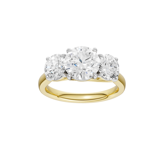 3.00ct Round Certified Three Stone Lab Diamond Ring