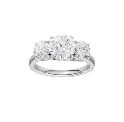 3.00ct Round Certified Three Stone Lab Diamond Ring