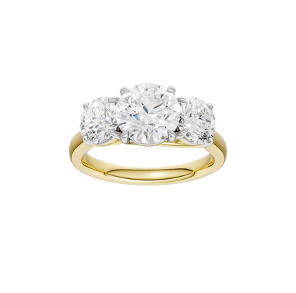 3.00ct Round Certified Three Stone Lab Diamond Ring