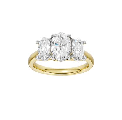 3.00ct Oval Certified Three Stone Lab Diamond Ring