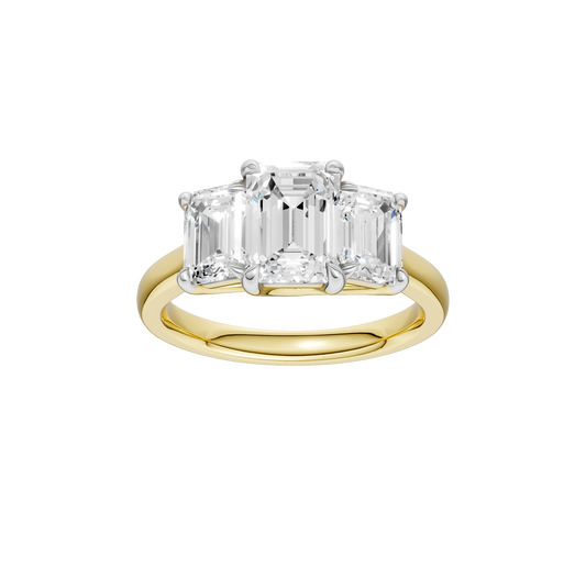 3.00ct Emerald Certified Three Stone Lab Diamond Ring