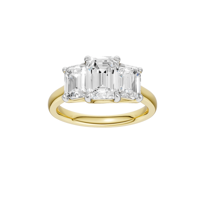 3.00ct Emerald Certified Three Stone Lab Diamond Ring