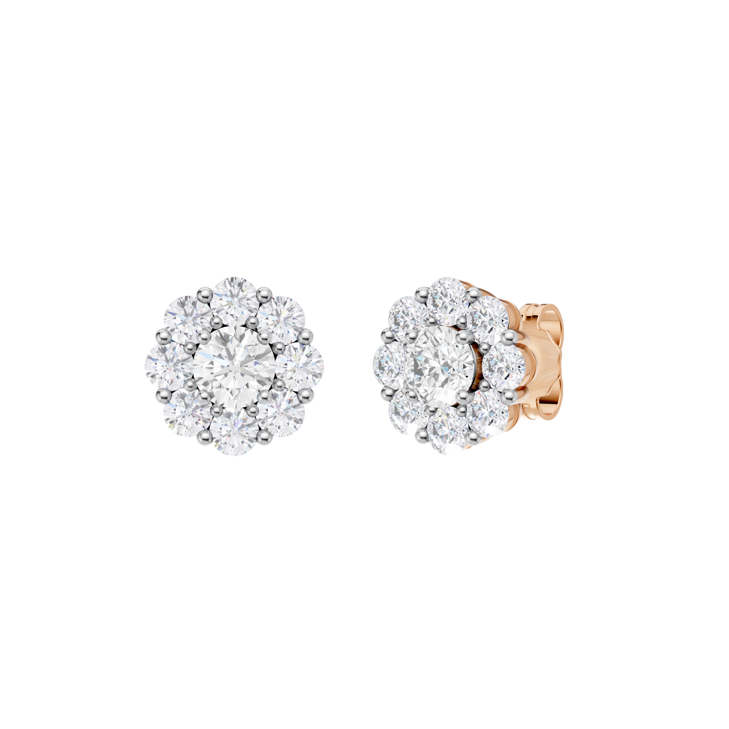 2.00ct Round Certified Single Halo Lab Diamond Earring