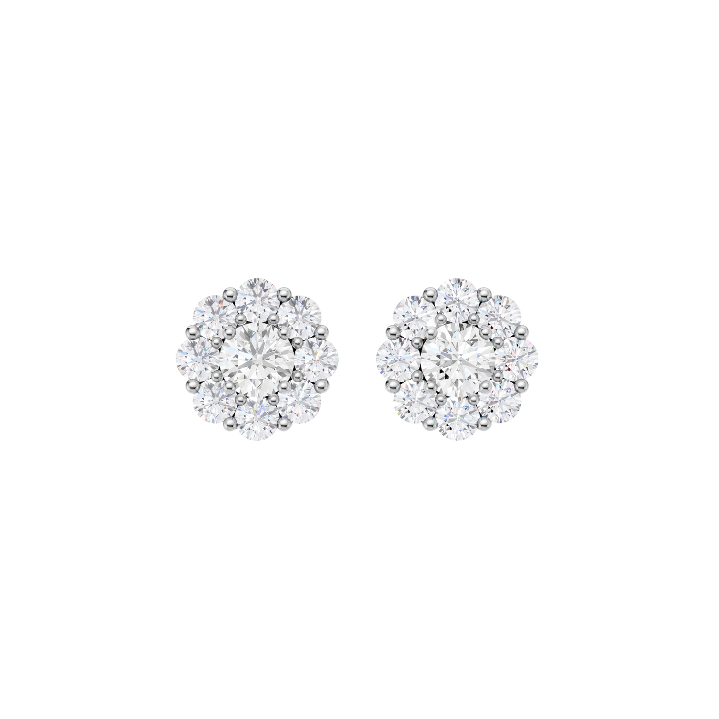 2.00ct Round Certified Single Halo Lab Diamond Earring