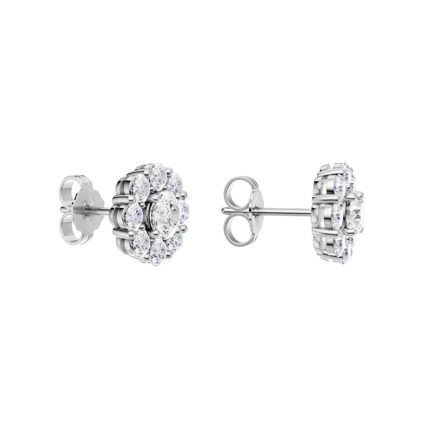 2.00ct Round Certified Single Halo Lab Diamond Earring