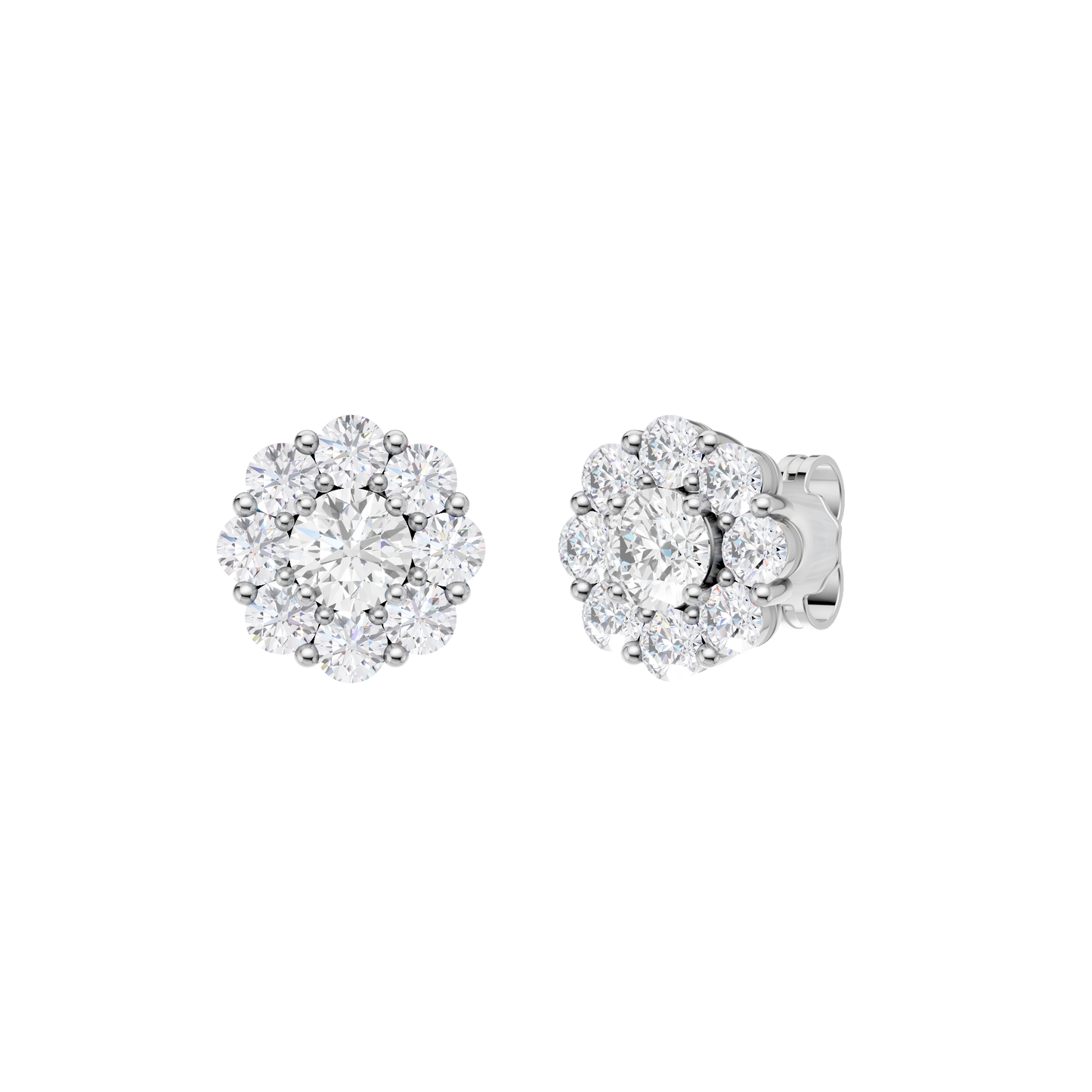 2.00ct Round Certified Single Halo Lab Diamond Earring