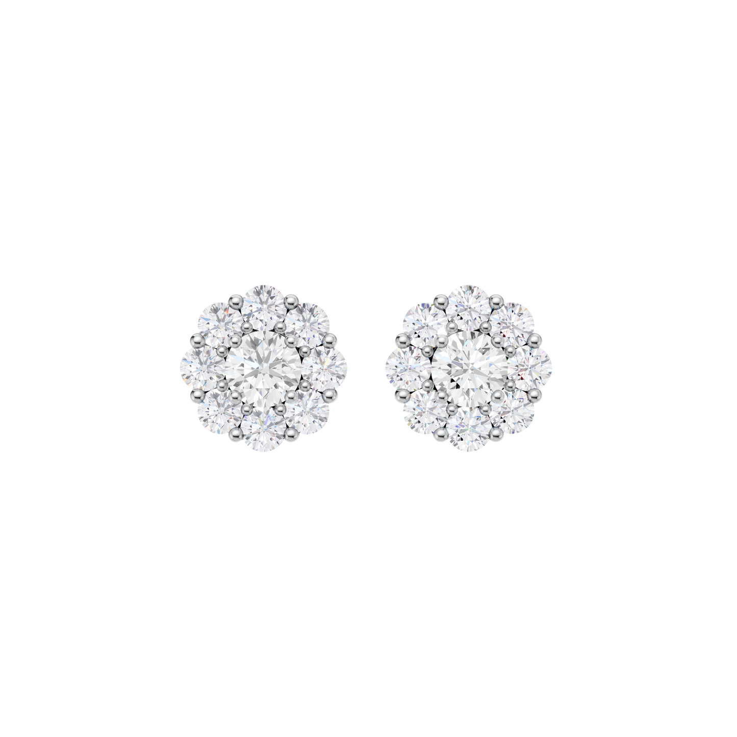 2.00ct Round Certified Single Halo Lab Diamond Earring