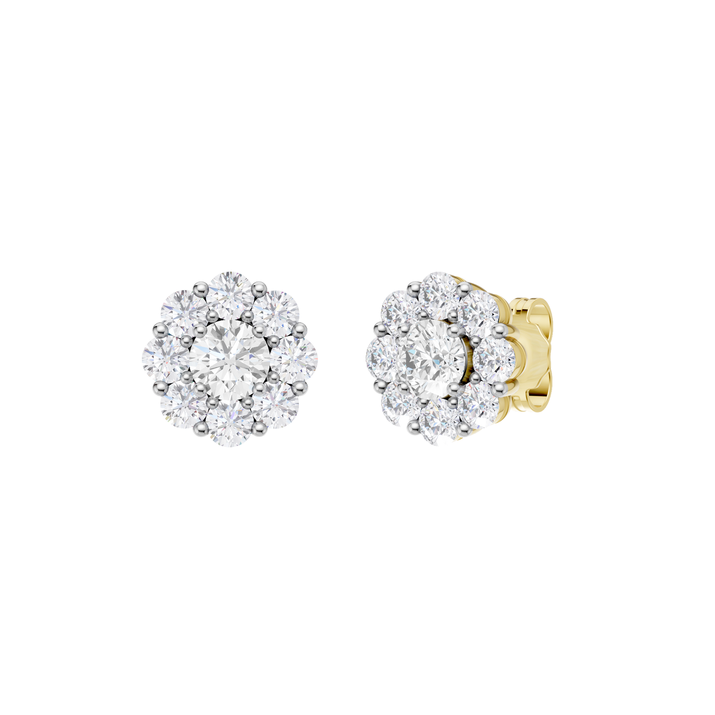 2.00ct Round Certified Single Halo Lab Diamond Earring