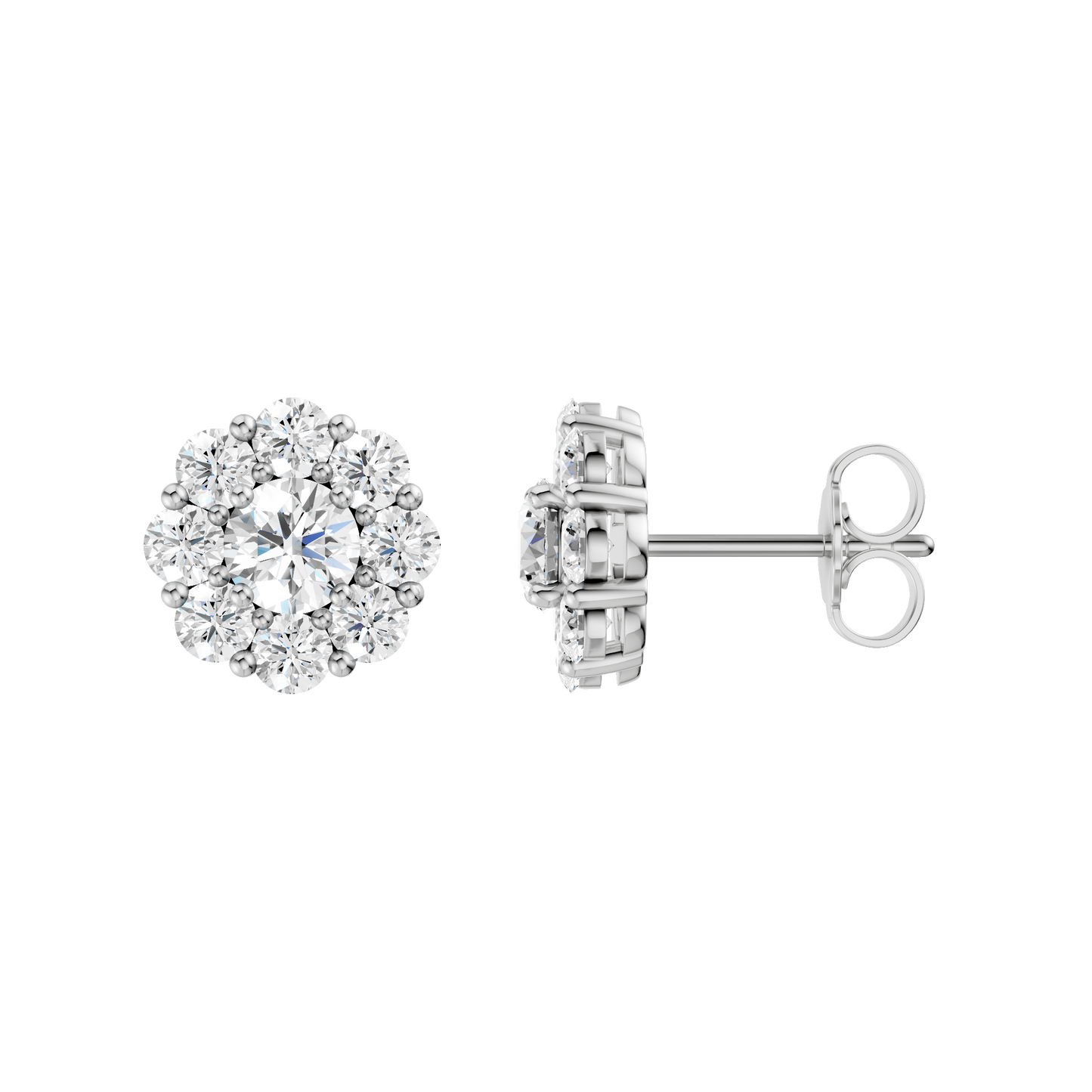 2.00ct Round Certified Single Halo Lab Diamond Earring