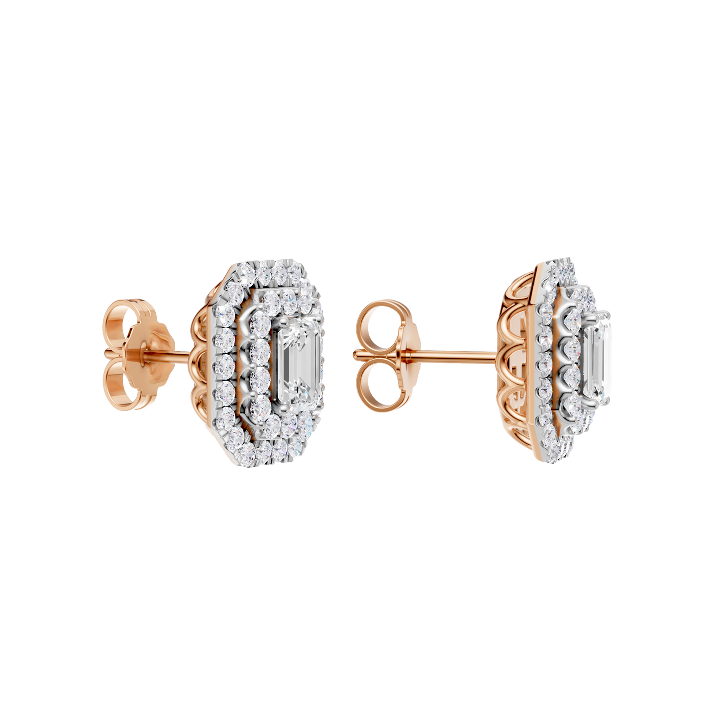 1.50ct Emerald Certified Double Halo Lab Diamond Earring