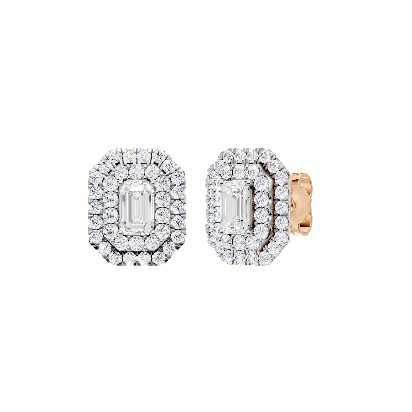 1.50ct Emerald Certified Double Halo Lab Diamond Earring