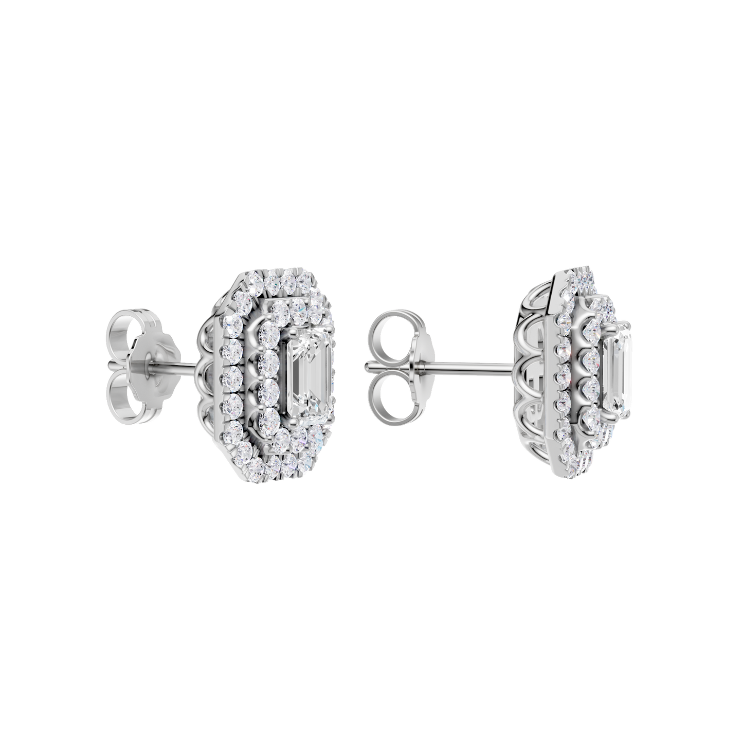 1.50ct Emerald Certified Double Halo Lab Diamond Earring