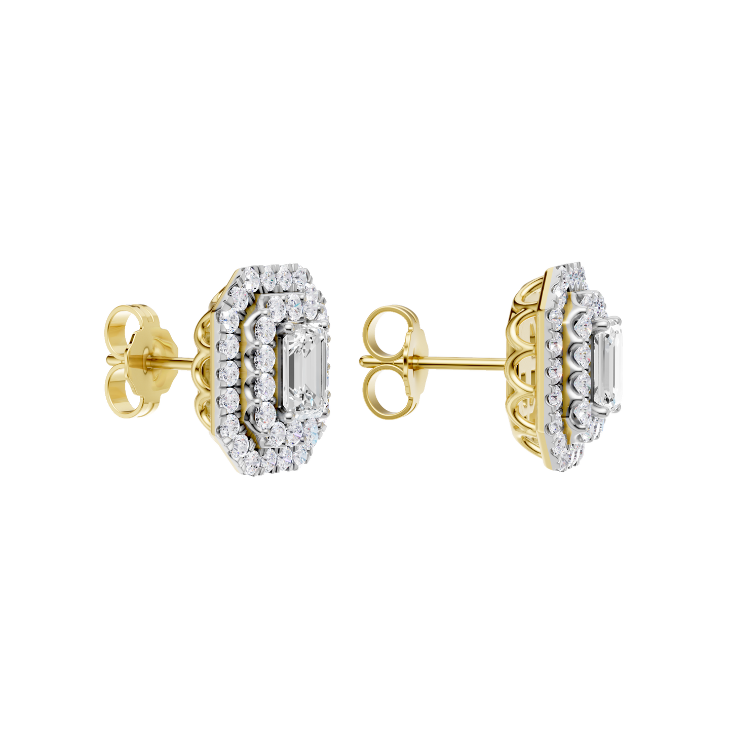 1.50ct Emerald Certified Double Halo Lab Diamond Earring