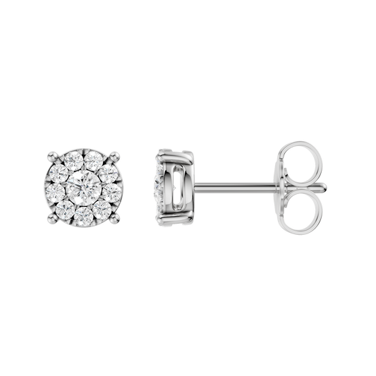 0.33ct Round Certified Single Halo Lab Diamond Earring