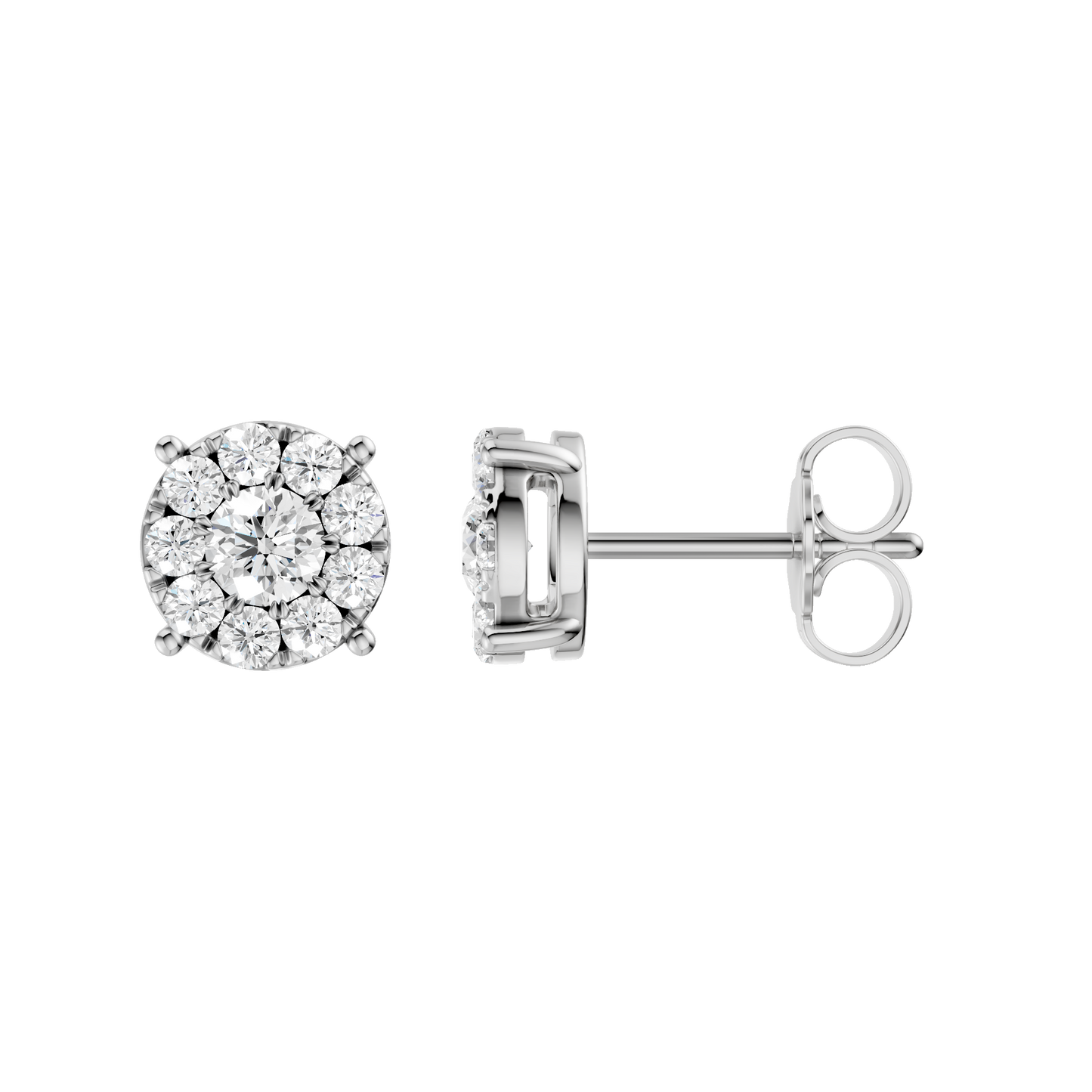 0.50ct Round Certified Single Halo Lab Diamond Earring