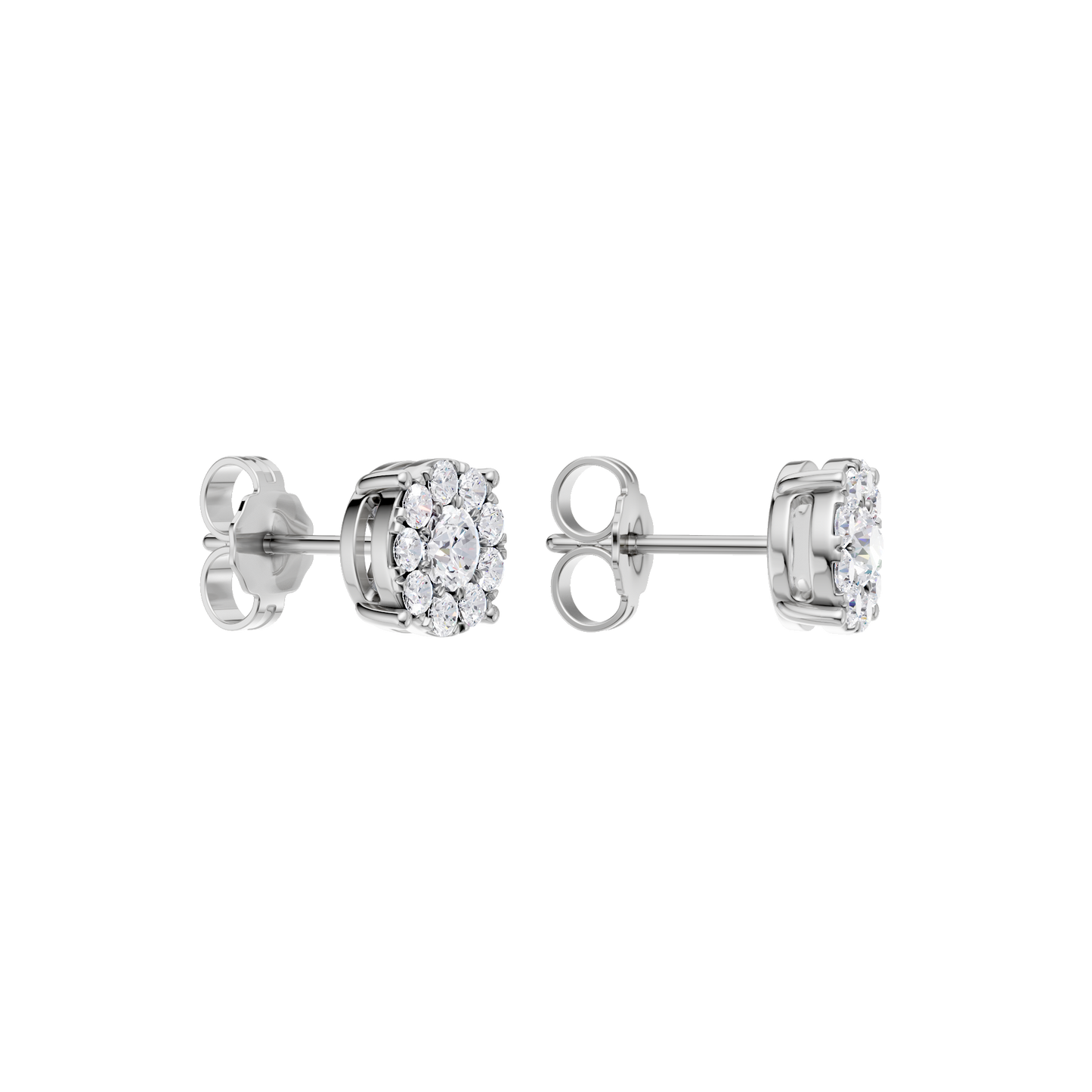 0.50ct Round Certified Single Halo Lab Diamond Earring