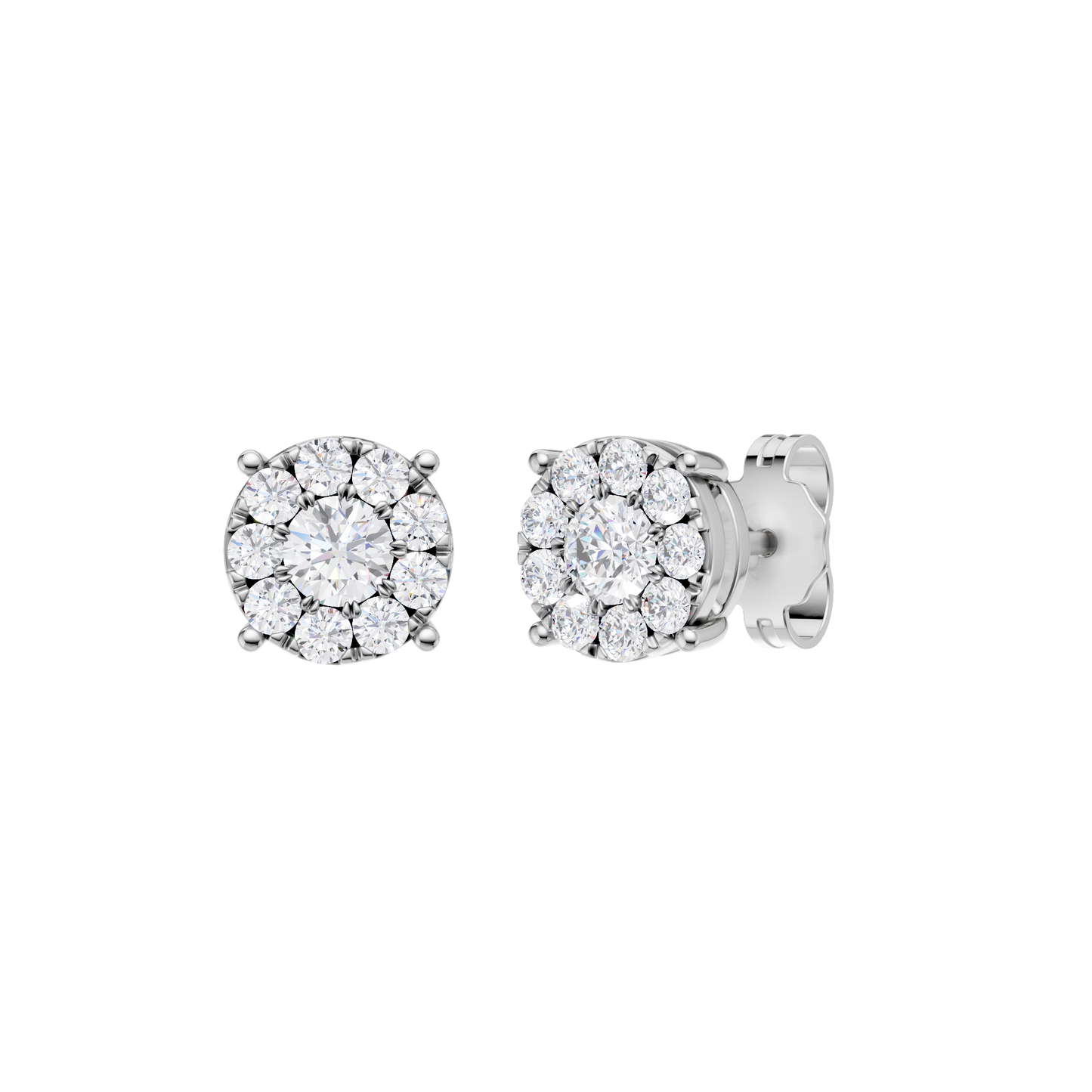 0.50ct Round Certified Single Halo Lab Diamond Earring